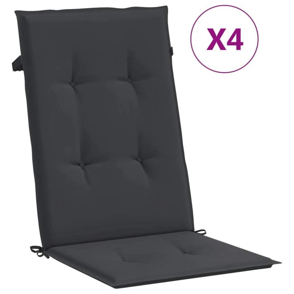 vidaXL Perne scaun spătar înalt, 4 buc., negru, 120x50x3 cm, textil
