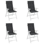 vidaXL Perne scaun spătar înalt, 4 buc., negru, 120x50x3 cm, textil vidaXL Perne scaun spătar înalt, 4 buc., negru, 120x50x3 cm, textil