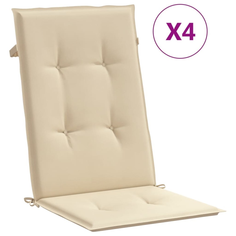 vidaXL Perne scaun spătar înalt, 4 buc., bej, 120x50x3 cm, textil