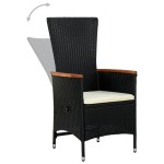 vidaXL Scaune de exterior cu perne, 2 buc., negru, poliratan