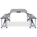 vidaXL Masă de camping pliabilă cu 4 scaune, oțel și aluminiu vidaXL Masă de camping pliabilă cu 4 scaune, oțel și aluminiu
