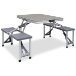 vidaXL Masă de camping pliabilă cu 4 scaune, oțel și aluminiu vidaXL Masă de camping pliabilă cu 4 scaune, oțel și aluminiu