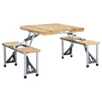 vidaXL Masă de camping pliabilă cu 4 scaune, oțel și aluminiu vidaXL Masă de camping pliabilă cu 4 scaune, oțel și aluminiu