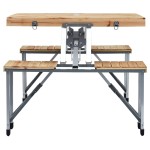 vidaXL Masă de camping pliabilă cu 4 scaune, oțel și aluminiu vidaXL Masă de camping pliabilă cu 4 scaune, oțel și aluminiu