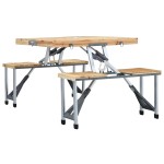 vidaXL Masă de camping pliabilă cu 4 scaune, oțel și aluminiu vidaXL Masă de camping pliabilă cu 4 scaune, oțel și aluminiu