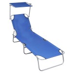 vidaXL Șezlong pliabil cu copertină, albastru, aluminiu vidaXL Șezlong pliabil cu copertină, albastru, aluminiu