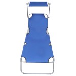 vidaXL Șezlong pliabil cu copertină, albastru, aluminiu vidaXL Șezlong pliabil cu copertină, albastru, aluminiu