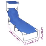 vidaXL Șezlong pliabil cu copertină, albastru, aluminiu vidaXL Șezlong pliabil cu copertină, albastru, aluminiu