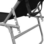 vidaXL Șezlong pliabil cu copertină, negru, aluminiu vidaXL Șezlong pliabil cu copertină, negru, aluminiu
