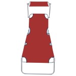 vidaXL Șezlong pliabil cu copertină, roșu, aluminiu vidaXL Șezlong pliabil cu copertină, roșu, aluminiu