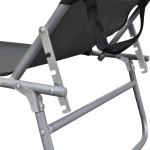 vidaXL Șezlong pliabil cu copertină, gri, aluminiu vidaXL Șezlong pliabil cu copertină, gri, aluminiu
