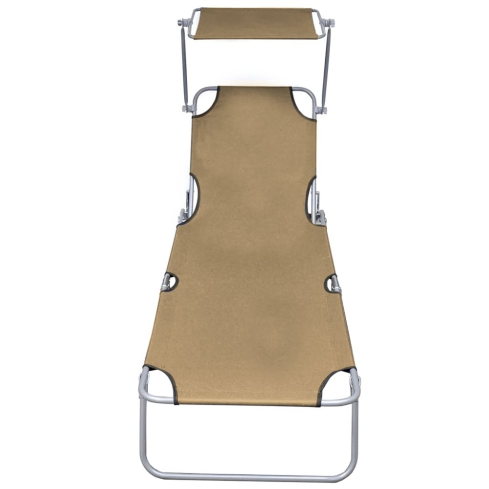 vidaXL Șezlong pliabil cu copertină, gri taupe, aluminiu