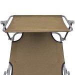 vidaXL Șezlong pliabil cu copertină, gri taupe, aluminiu vidaXL Șezlong pliabil cu copertină, gri taupe, aluminiu