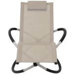 vidaXL Șezlong geometric de exterior, crem, oțel vidaXL Șezlong geometric de exterior, crem, oțel