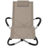 vidaXL Șezlong geometric de exterior, gri taupe, oțel vidaXL Șezlong geometric de exterior, gri taupe, oțel