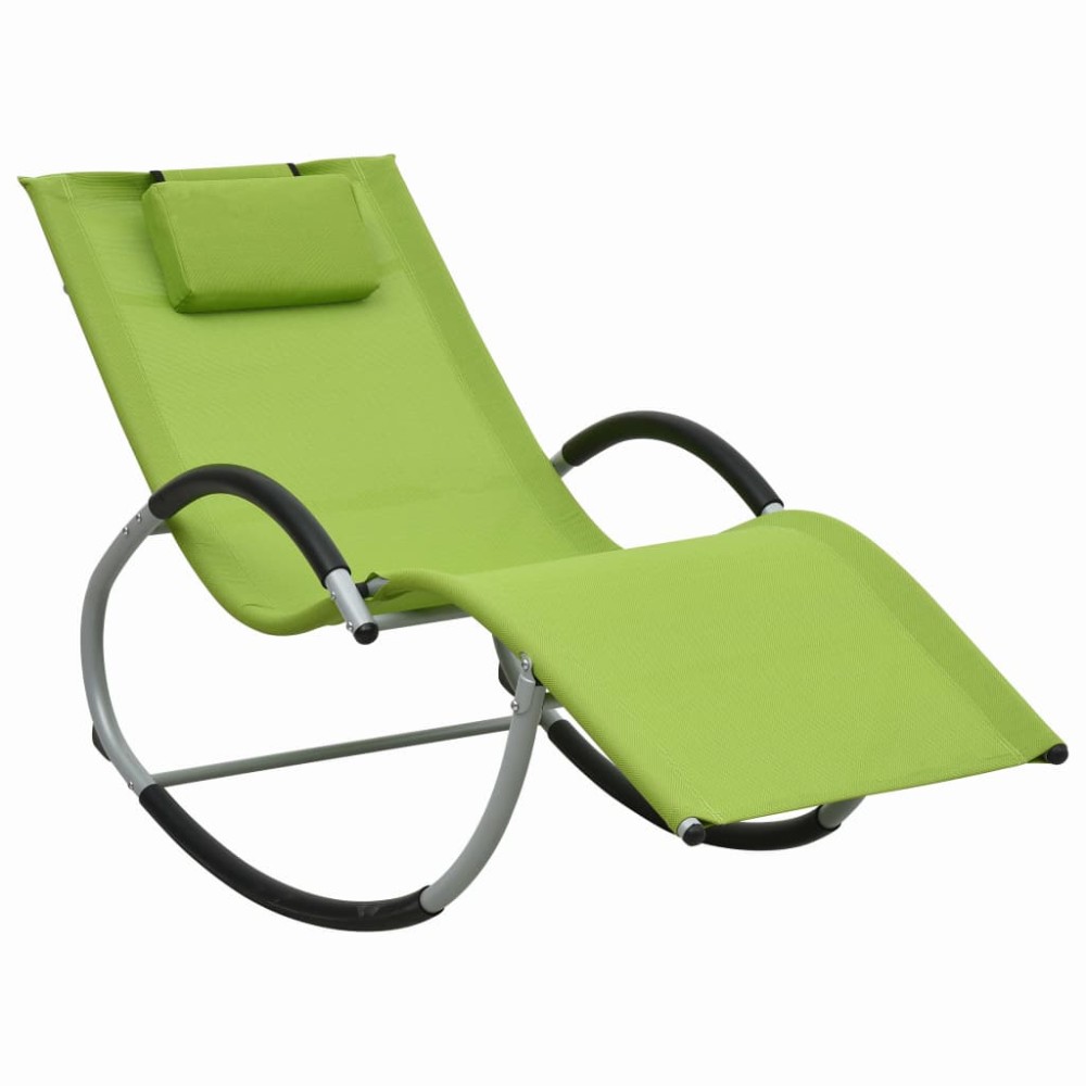vidaXL Șezlong cu pernă, verde, textilenă