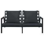 vidaXL Set mobilier grădină cu perne, 4 piese, gri, închis aluminiu