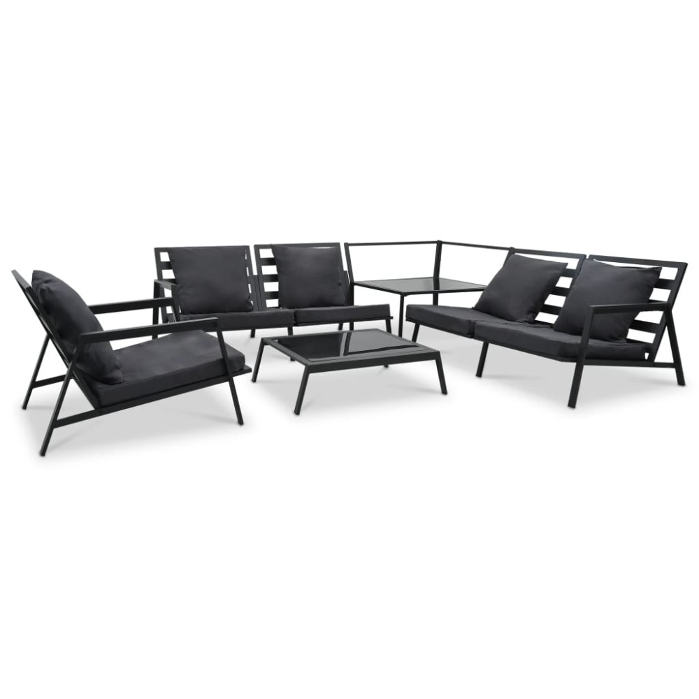 vidaXL Set mobilier grădină cu perne 5 piese gri închis aluminiu