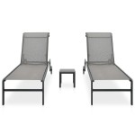 vidaXL Șezlonguri cu masă, 2 buc., textilenă și oțel