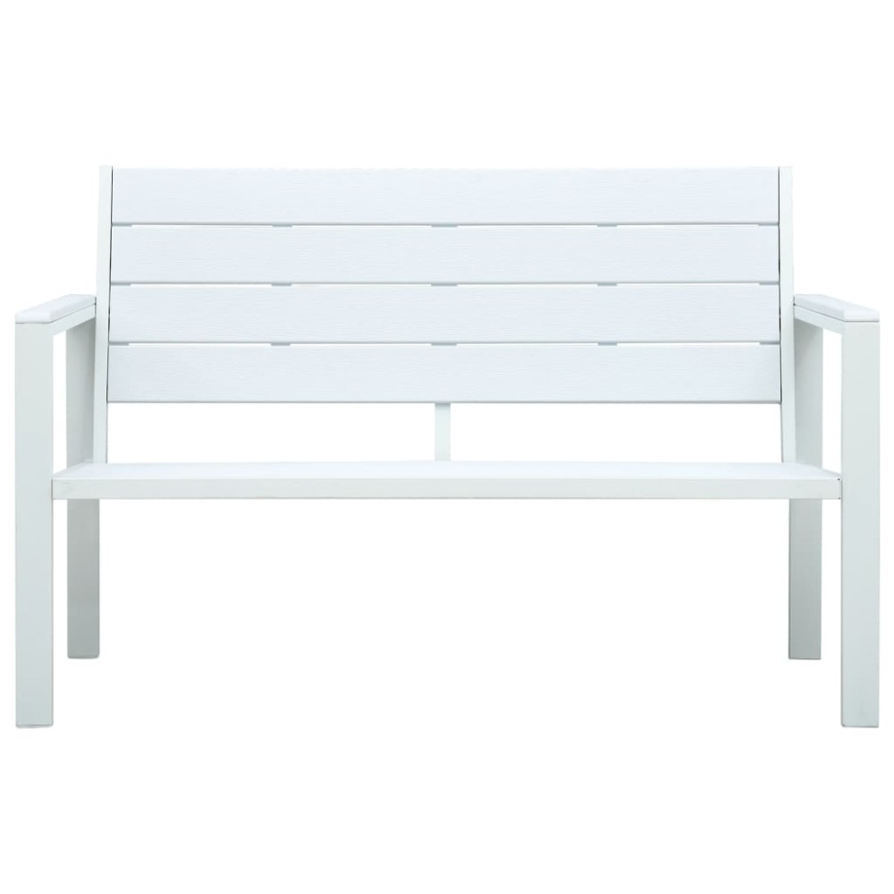 vidaXL Bancă de grădină, alb, 120 cm, aspect de lemn, HDPE