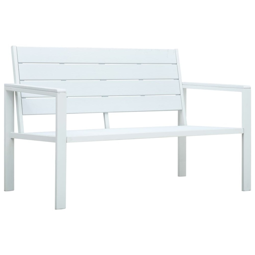 vidaXL Bancă de grădină, alb, 120 cm, aspect de lemn, HDPE