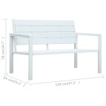 vidaXL Bancă de grădină, alb, 120 cm, aspect de lemn, HDPE vidaXL Bancă de grădină, alb, 120 cm, aspect de lemn, HDPE