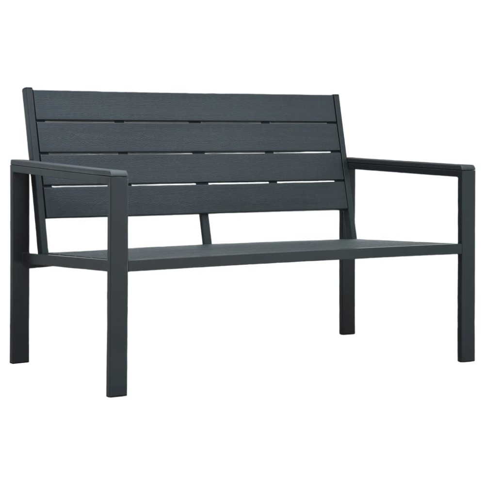 vidaXL Bancă de grădină, gri, 120 cm, HDPE, aspect de lemn