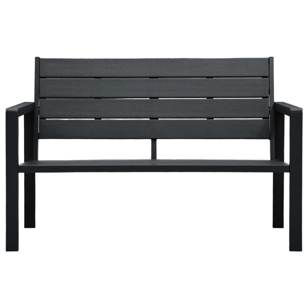 vidaXL Bancă de grădină, negru, 120 cm, aspect de lemn, HDPE