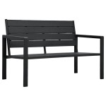 vidaXL Bancă de grădină, negru, 120 cm, aspect de lemn, HDPE vidaXL Bancă de grădină, negru, 120 cm, aspect de lemn, HDPE