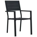 vidaXL Scaune de grădină, 4 buc., negru, HDPE, aspect lemn vidaXL Scaune de grădină, 4 buc., negru, HDPE, aspect lemn
