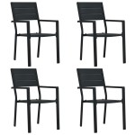vidaXL Scaune de grădină, 4 buc., negru, HDPE, aspect lemn vidaXL Scaune de grădină, 4 buc., negru, HDPE, aspect lemn
