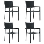 vidaXL Scaune de grădină, 4 buc., negru, plastic, aspect ratan