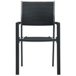 vidaXL Scaune de grădină, 4 buc., negru, plastic, aspect ratan
