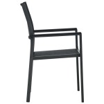 vidaXL Scaune de grădină, 4 buc., negru, plastic, aspect ratan