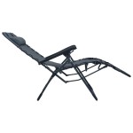 vidaXL Scaun șezlong pliabil, gri, textilenă vidaXL Scaun șezlong pliabil, gri, textilenă