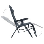 vidaXL Scaun șezlong pliabil, gri, textilenă vidaXL Scaun șezlong pliabil, gri, textilenă