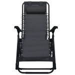 vidaXL Scaun șezlong pliabil, negru, textilenă vidaXL Scaun șezlong pliabil, negru, textilenă