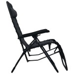 vidaXL Scaun șezlong pliabil, negru, textilenă vidaXL Scaun șezlong pliabil, negru, textilenă
