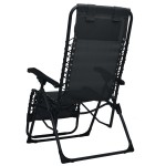 vidaXL Scaun șezlong pliabil, negru, textilenă vidaXL Scaun șezlong pliabil, negru, textilenă
