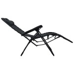 vidaXL Scaun șezlong pliabil, negru, textilenă vidaXL Scaun șezlong pliabil, negru, textilenă