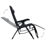 vidaXL Scaun șezlong pliabil, negru, textilenă vidaXL Scaun șezlong pliabil, negru, textilenă