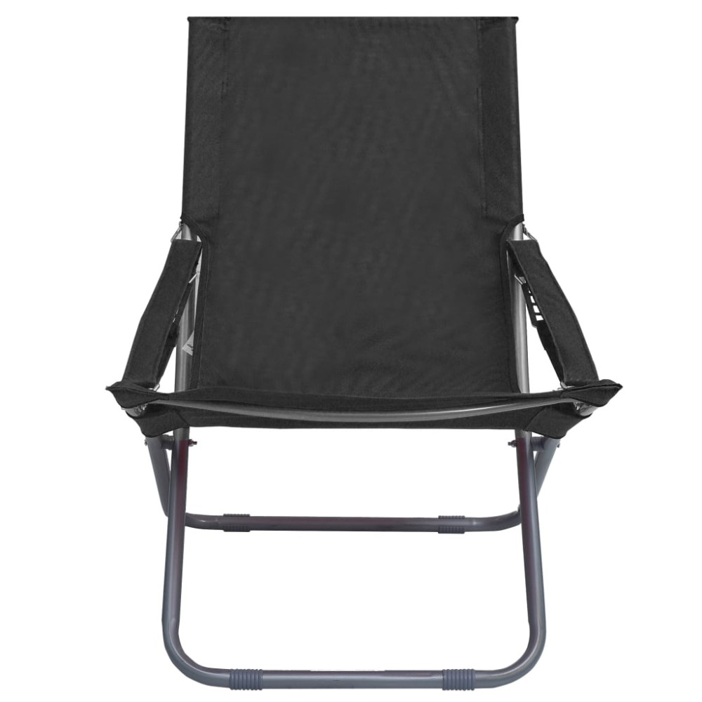 vidaXL Scaune de plajă pliante, 2 buc., negru, material textil