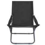 vidaXL Scaune de plajă pliante, 2 buc., negru, material textil vidaXL Scaune de plajă pliante, 2 buc., negru, material textil