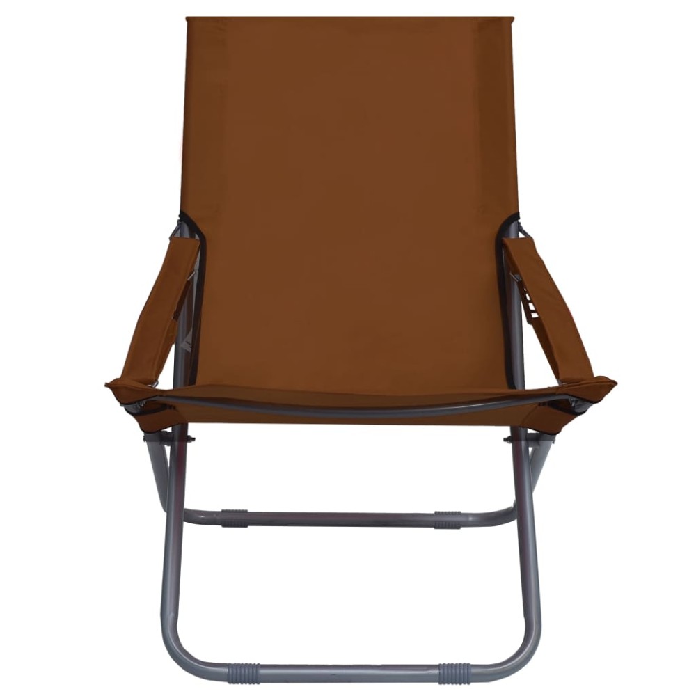 vidaXL Scaune de plajă pliante, 2 buc., maro, material textil