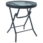 vidaXL Masă de bistro, negru, 40 x 46 cm, oțel și sticlă vidaXL Masă de bistro, negru, 40 x 46 cm, oțel și sticlă