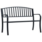 vidaXL Bancă de grădină, negru, 125 cm, oțel vidaXL Bancă de grădină, negru, 125 cm, oțel