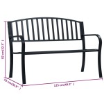 vidaXL Bancă de grădină, negru, 125 cm, oțel vidaXL Bancă de grădină, negru, 125 cm, oțel