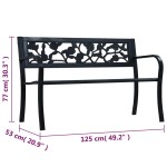 vidaXL Bancă de grădină, negru, 125 cm, oțel vidaXL Bancă de grădină, negru, 125 cm, oțel