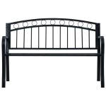 vidaXL Bancă de grădină, negru, 125 cm, oțel vidaXL Bancă de grădină, negru, 125 cm, oțel