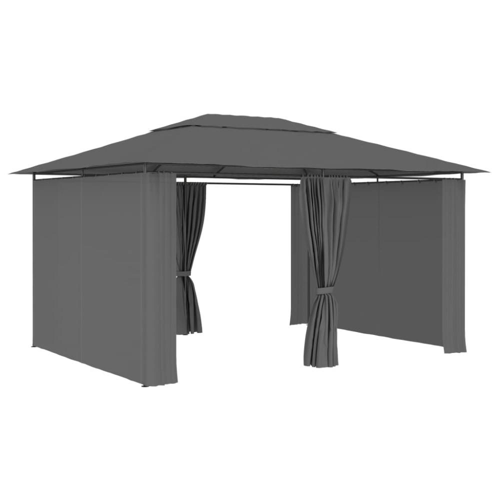 vidaXL Cort de grădină cu perdele, antracit, 4 x 3 m